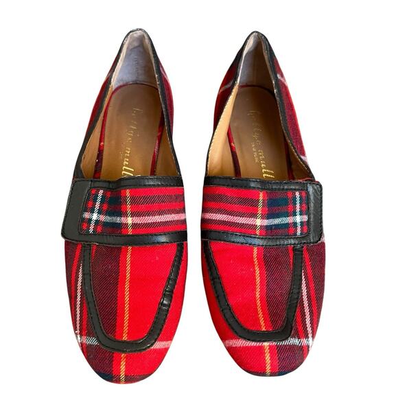 Bettye Muller Women's Red Tartan Plaid Loafers Flats Size 6 - Picture 2 of 13